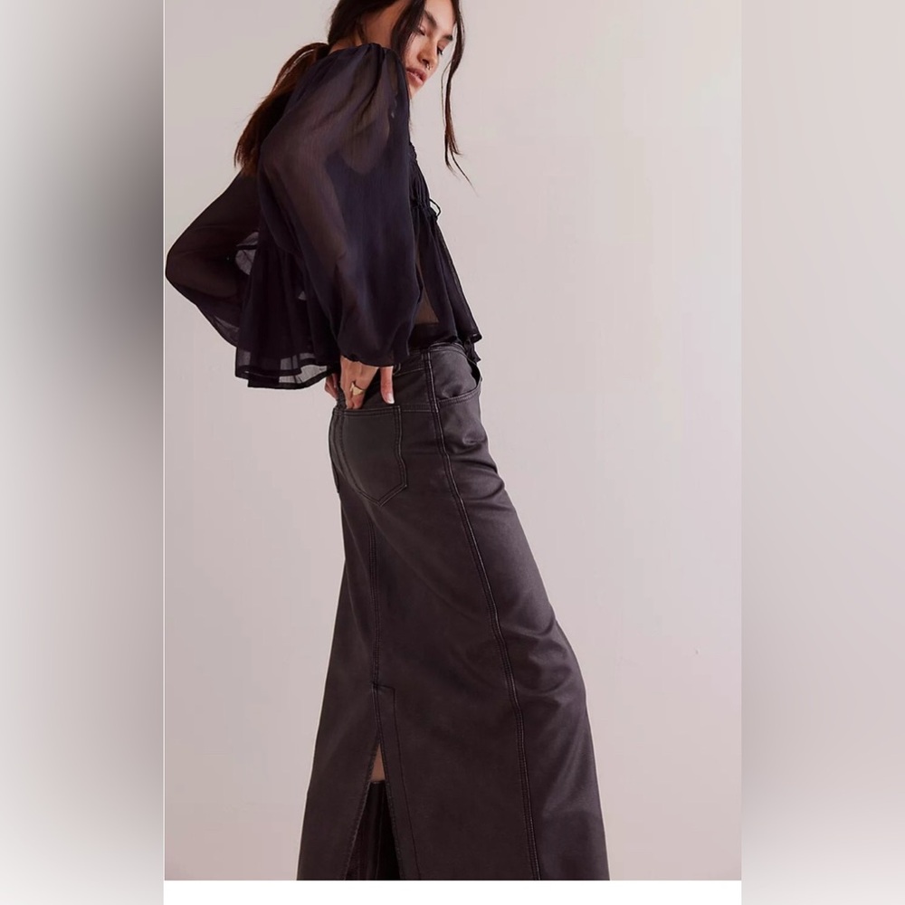 Free People We The Free Astoria Vegan Maxi Skirt. NWT. Charcoal - Picture 5 of 5